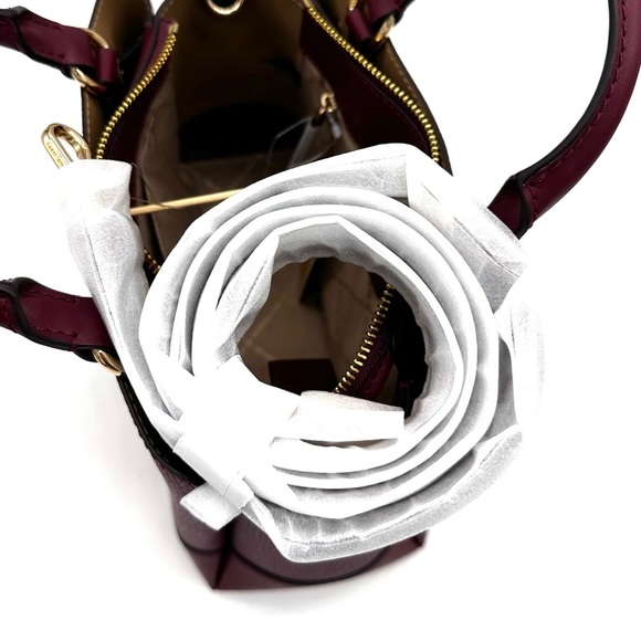 Michael Kors Reed Small Satchel Crossbody Bag & LG Double Zip Wallet Dark Cherry - Picture 11 of 16